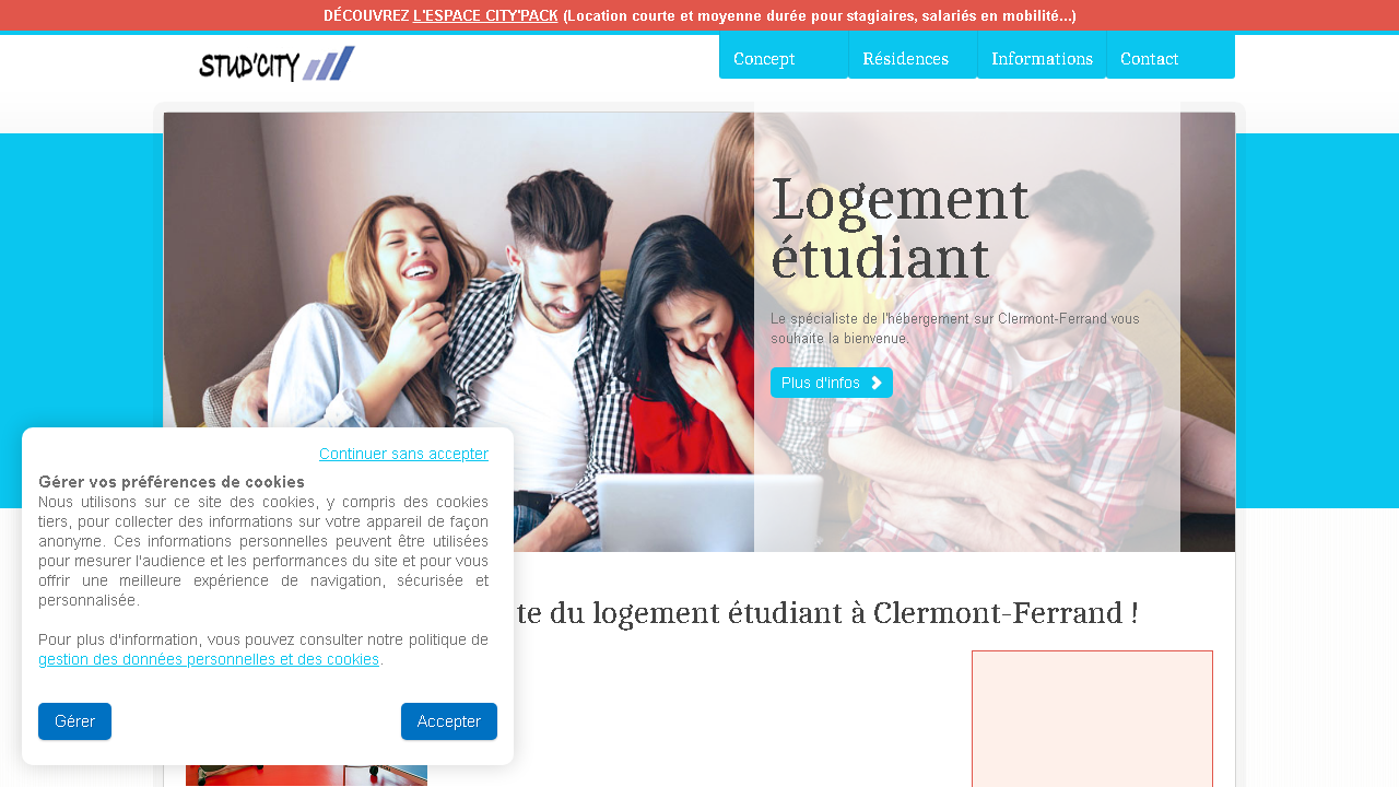 Capture d'écran de http://www.studcity-clermont.com/